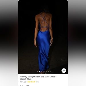 MESHKI Sydney Straight Neck Slip Maxi Dress - Cobalt Blue